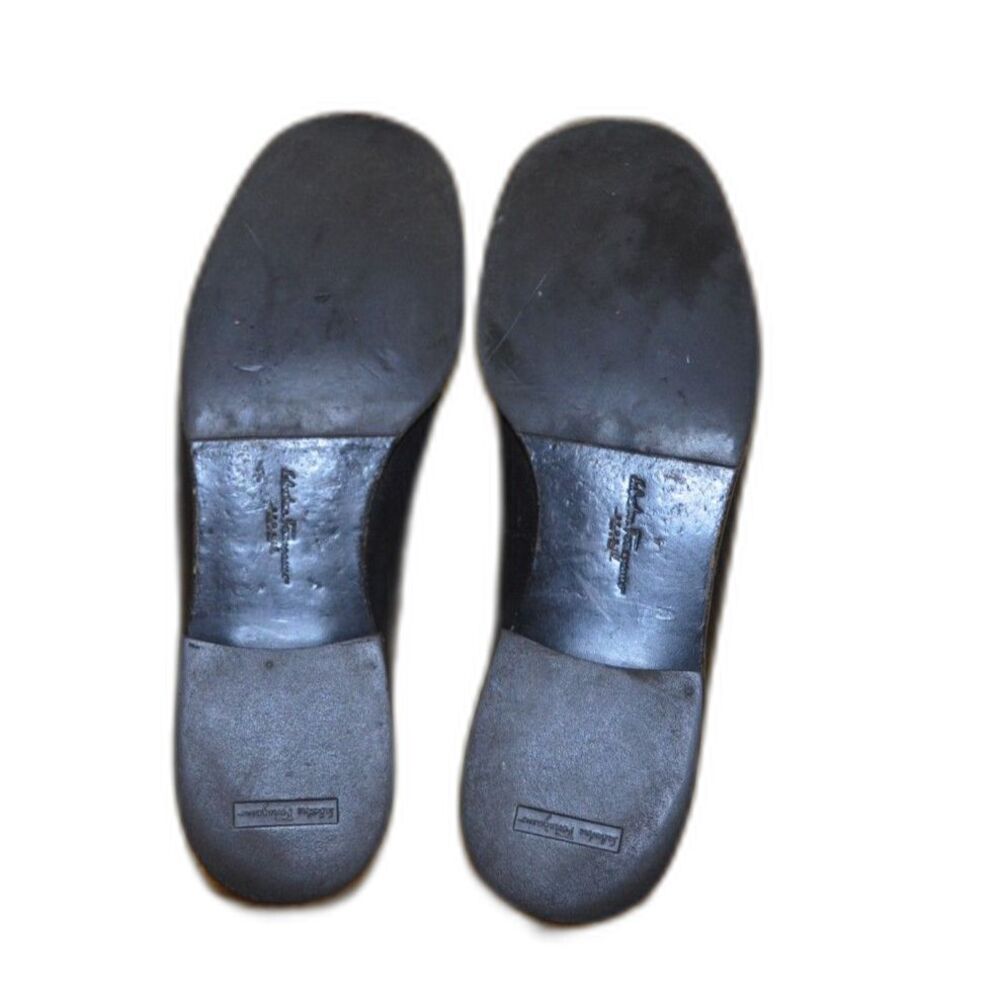 SALVATORE FERRAGAMO SPORT Square Toe Slides Black with Red Soles Vintage - Picture 3 of 8